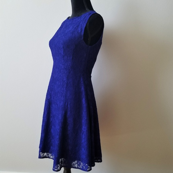 Royal Blue Lace Cocktail Dress - Picture 3 of 8